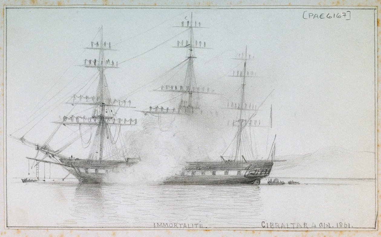 "Immortalite" Gibraltar den 4 april 1861 av Edward William Cooke
