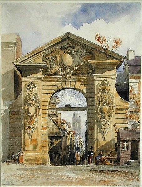 Porte Guillaume Leon, Rouen (akvarell på papper) av Edward William Cooke