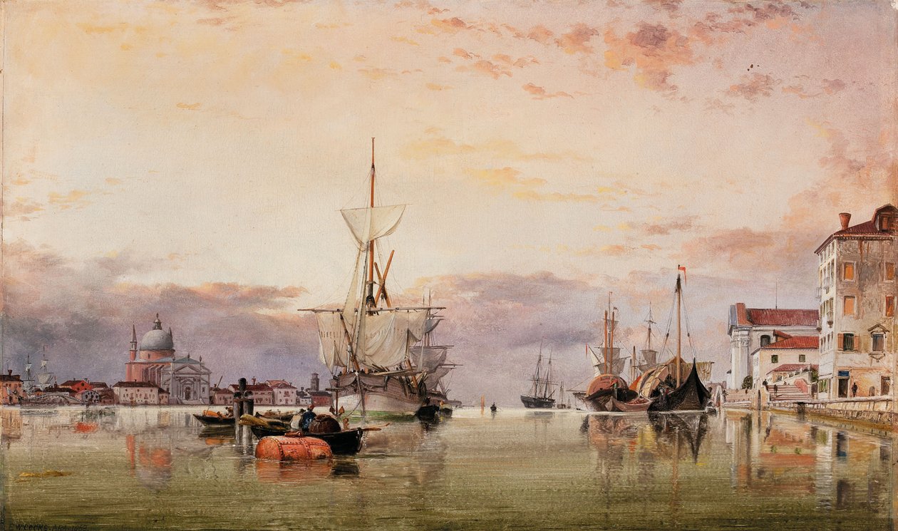 Canale della Giudecca med Redentore Beyond, 1863 av Edward William Cooke