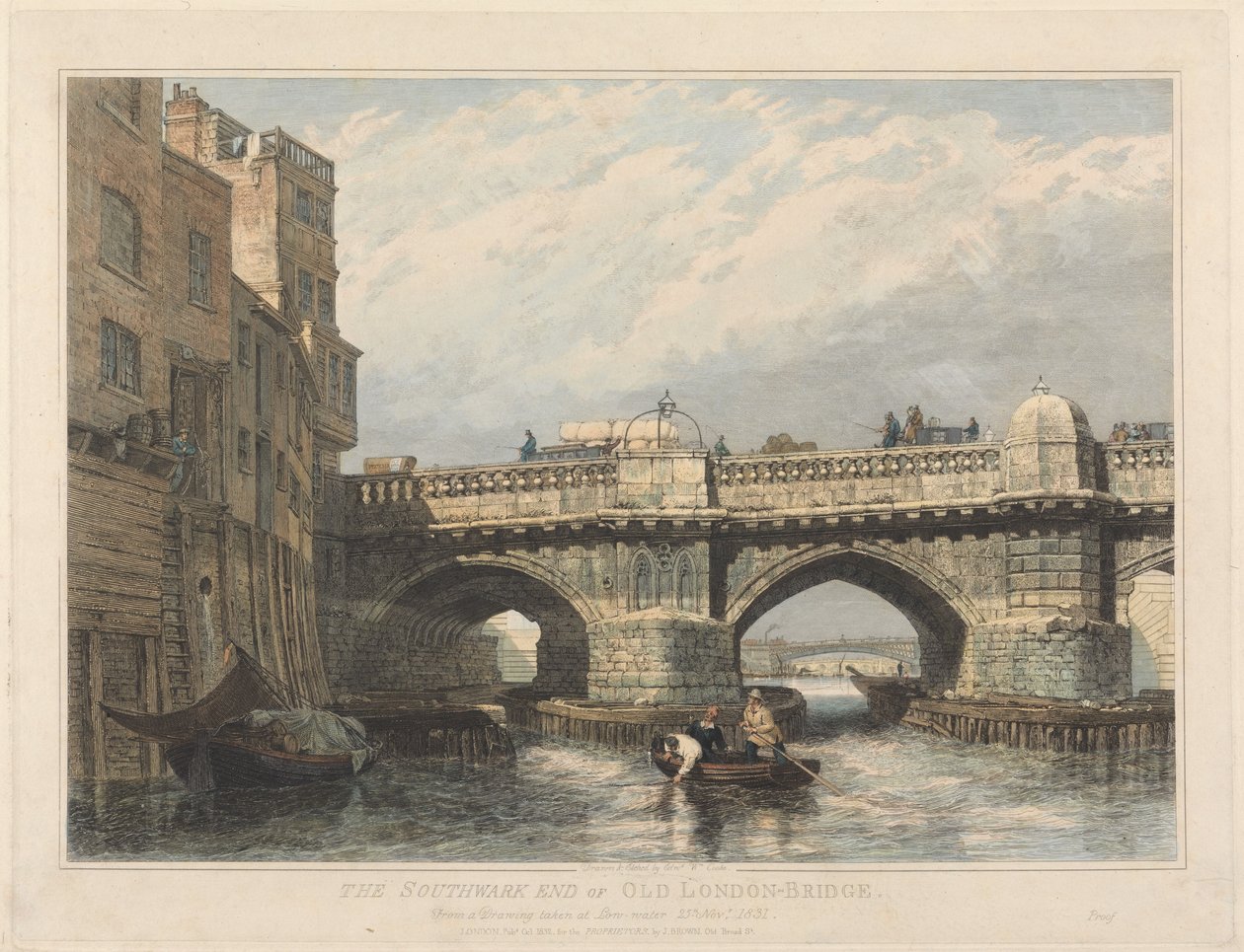 Den del av den gamla Londonbron som ligger i Southwark av Edward William Cooke