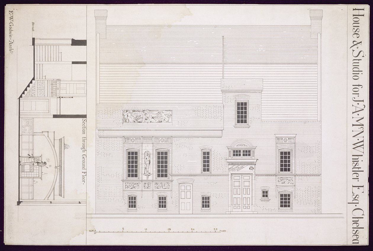 Plan för hus och ateljé för J.A.M. Whistler Esq, Chelsea, ca 1877-78 (se även 176477) av Edward William Godwin