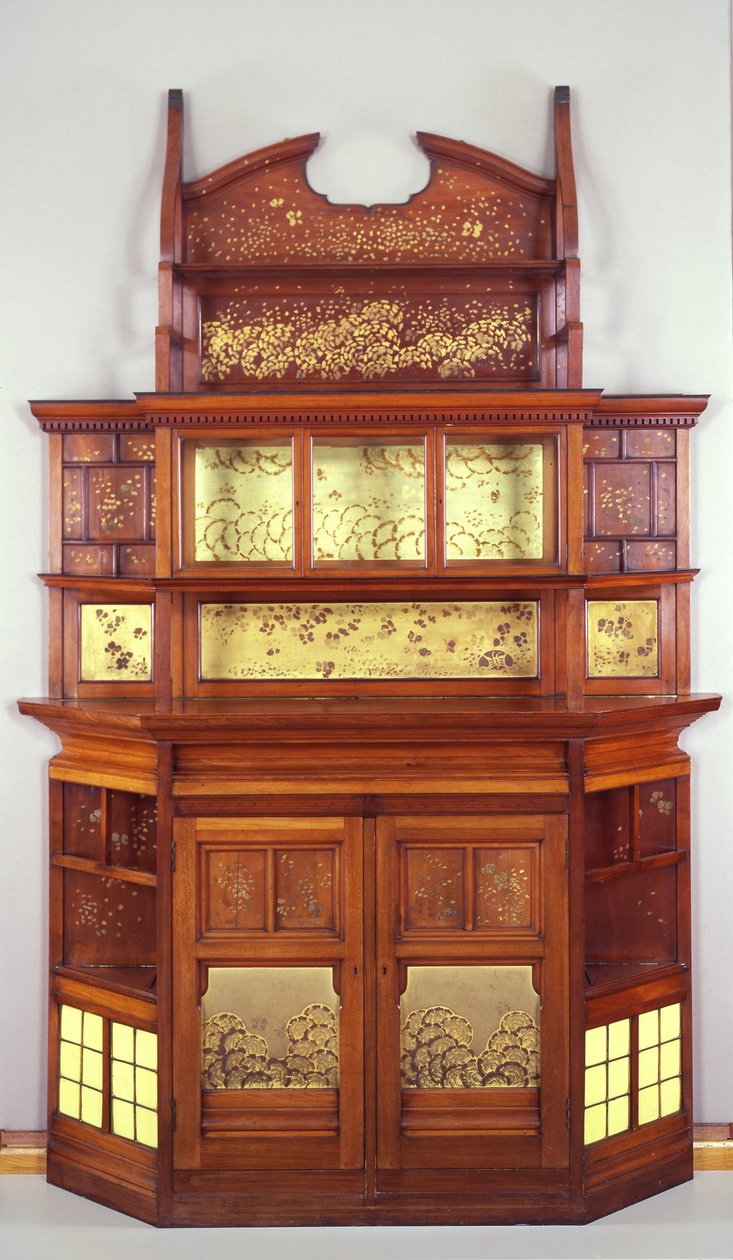 Harmony in Yellow and Gold: The Butterfly Cabinet, 1877-78 (olja på mahogny med gult kakel, mässingslister och glas) av Edward William Godwin