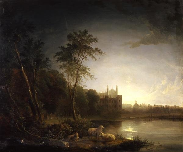 Moonlit View of Eton College (olja på duk) av Edward Williams