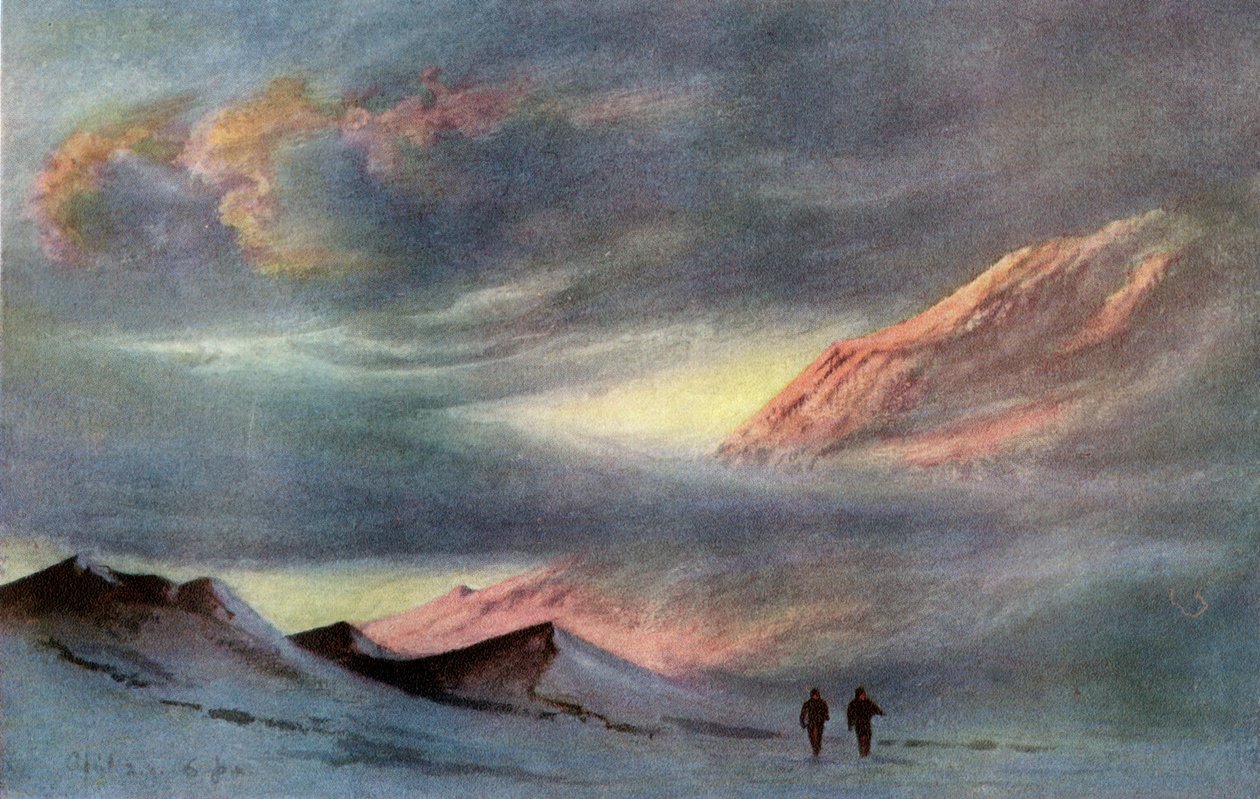 En solnedgång från Hut Point, 2 april 1911, 1913 av Charles Edward Wilson