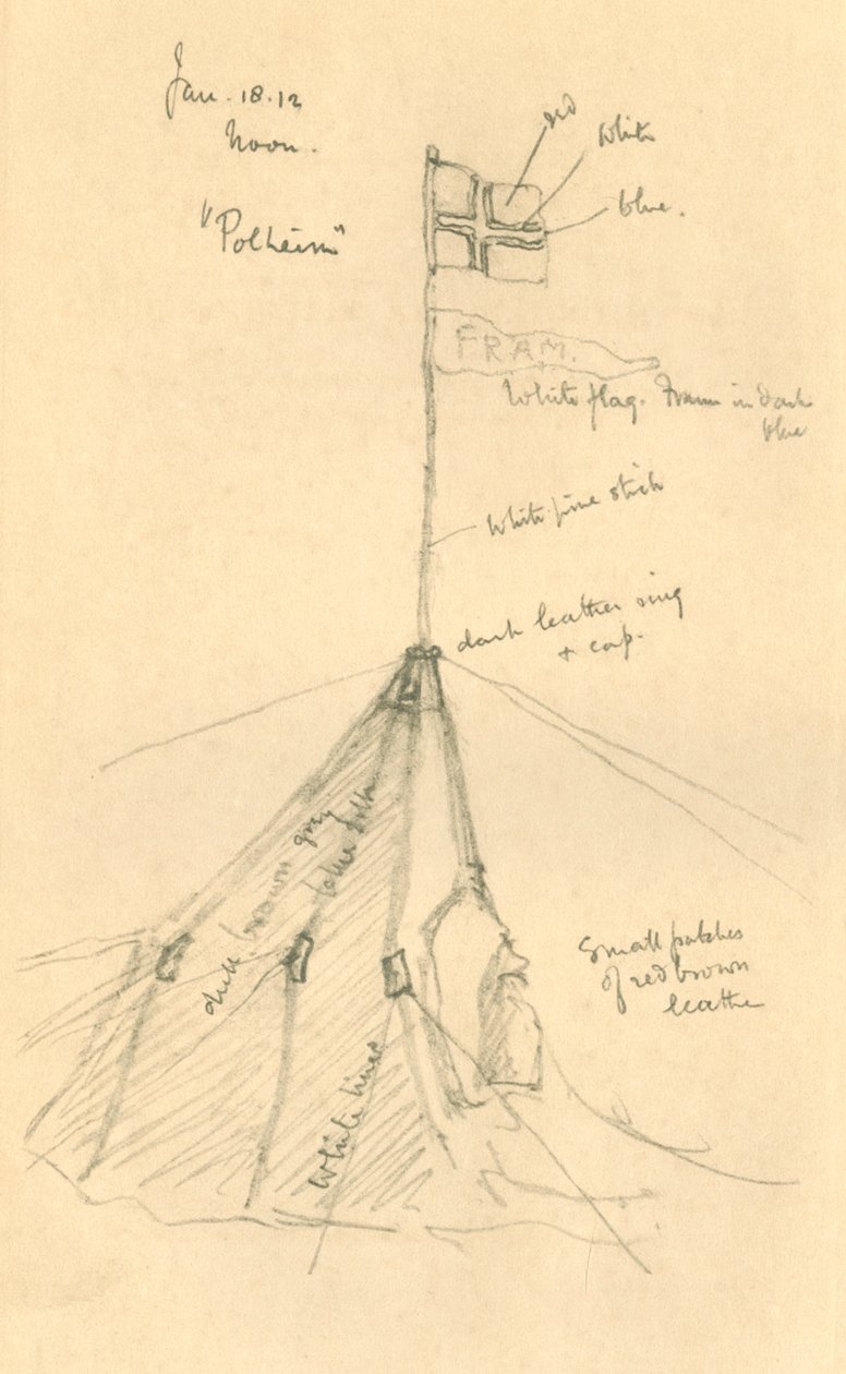 Amundsens tält på Sydpolen, 18 januari 1912, 1913 av Charles Edward Wilson