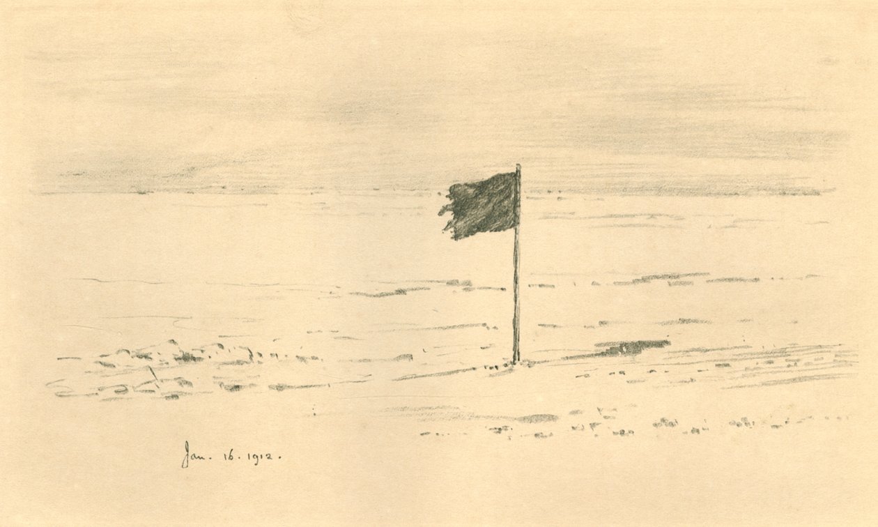 Black Flag Camp. - Amundsens svarta flagga inom några mil från sydpolen, 1912, 1913 av Charles Edward Wilson
