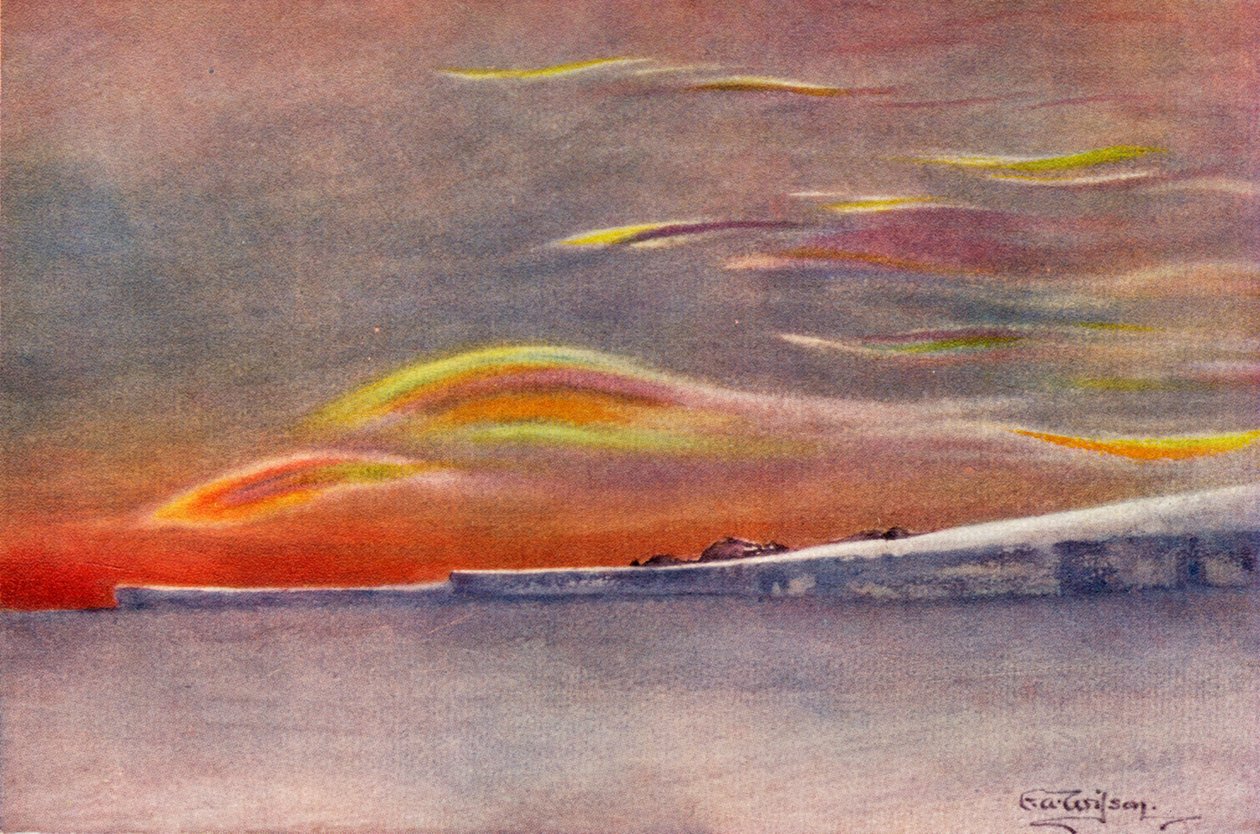 Iriserande moln: Ser norrut från Cape Evans, 1911, 1913 av Charles Edward Wilson