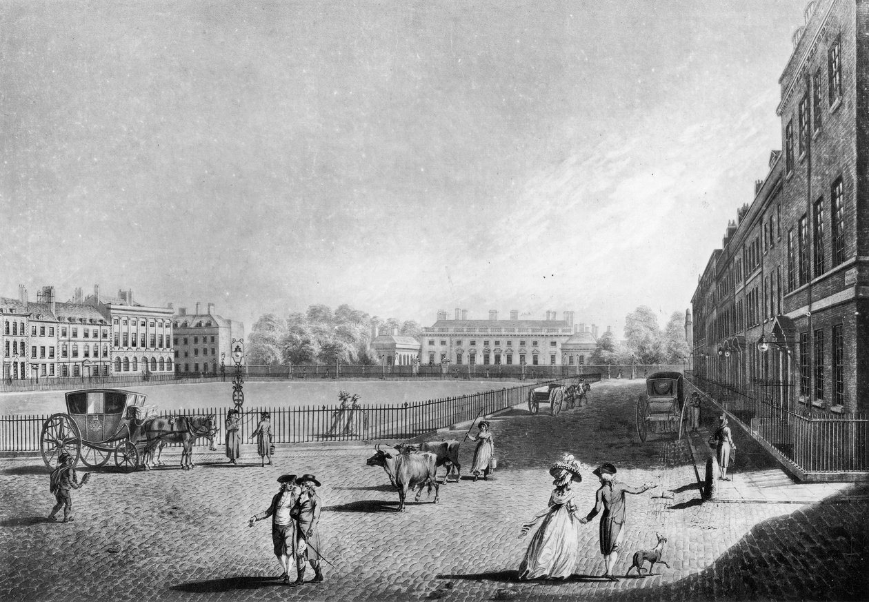 Utsikt över Bloomsbury Square, 1787 av Edward (after) Dayes
