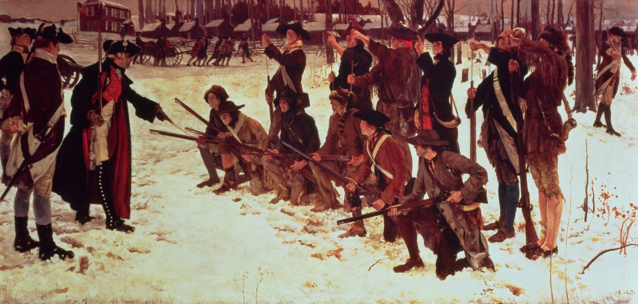 Baron von Steuben borrade amerikanska rekryter vid Valley Forge 1778, 1911 av Edwin Austin Abbey