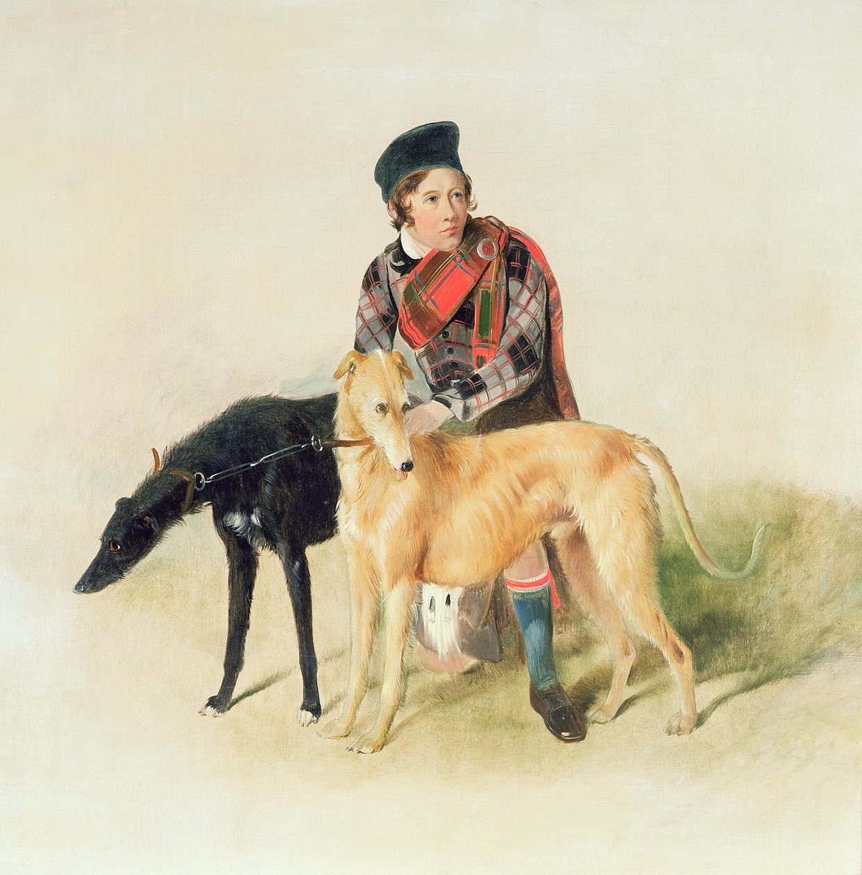En Ghillie och två Deerhounds av Edwin Landseer