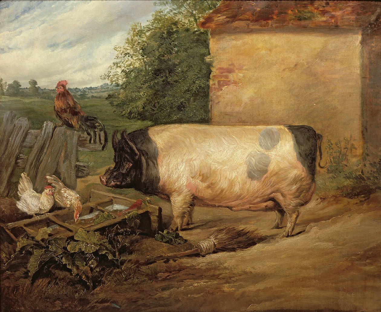 Porträtt av en prisgris, egendom av Squire Weston av Essex, 1810 av Edwin Landseer