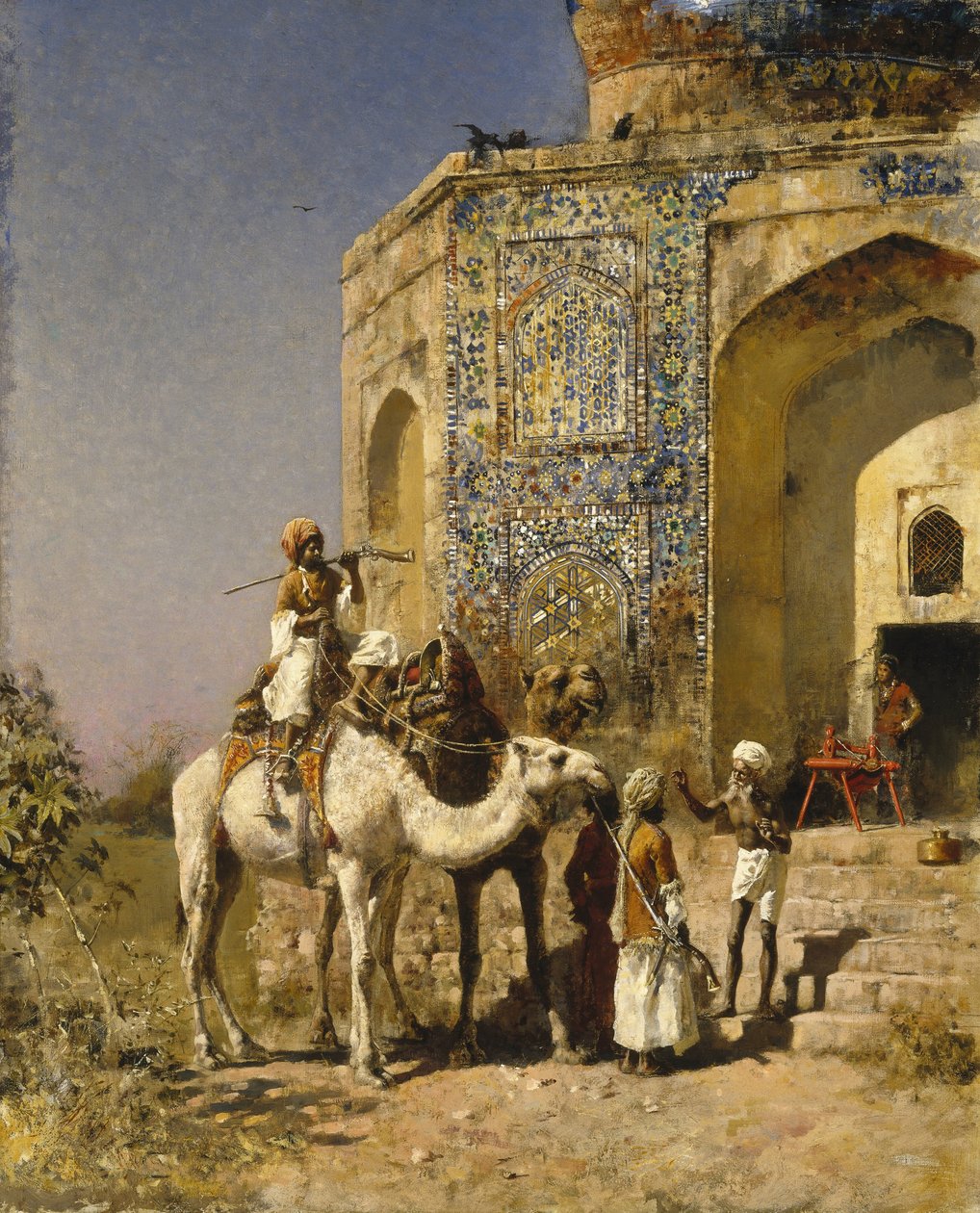 Den gamla blå-kaklade moskén utanför Delhi, Indien av Edwin Lord Weeks