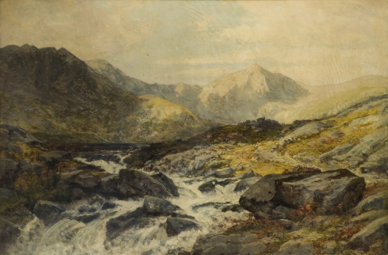 Glaslyn Stream olja på duk av Edwin Pettitt