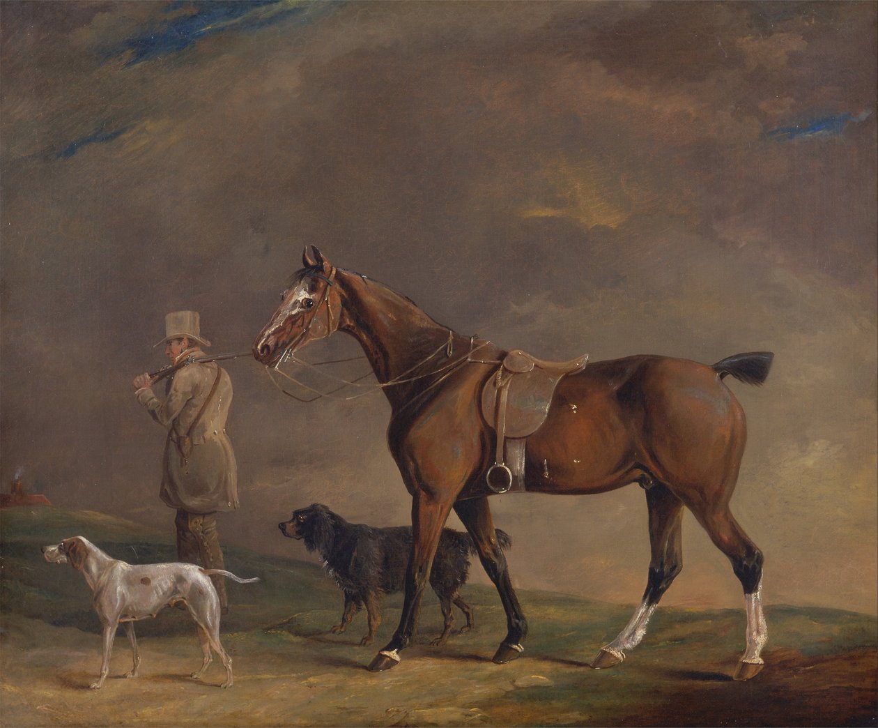 En sportman med skjutponny och vapenhundar av Edwin W. Cooper