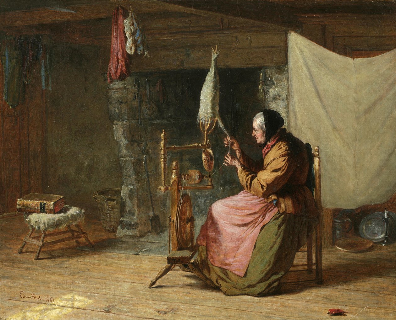 Olden Times - även känd som Spinning Flax, Olden Times, 1861 av Edwin White