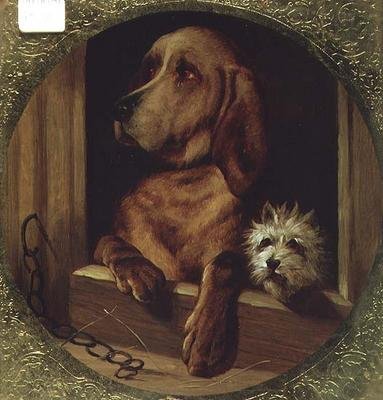 En delad kennel av Edwin (after) Landseer