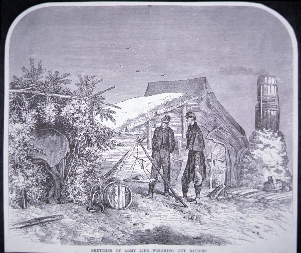 Sketches of Army Life - Weighting Out rations, från 