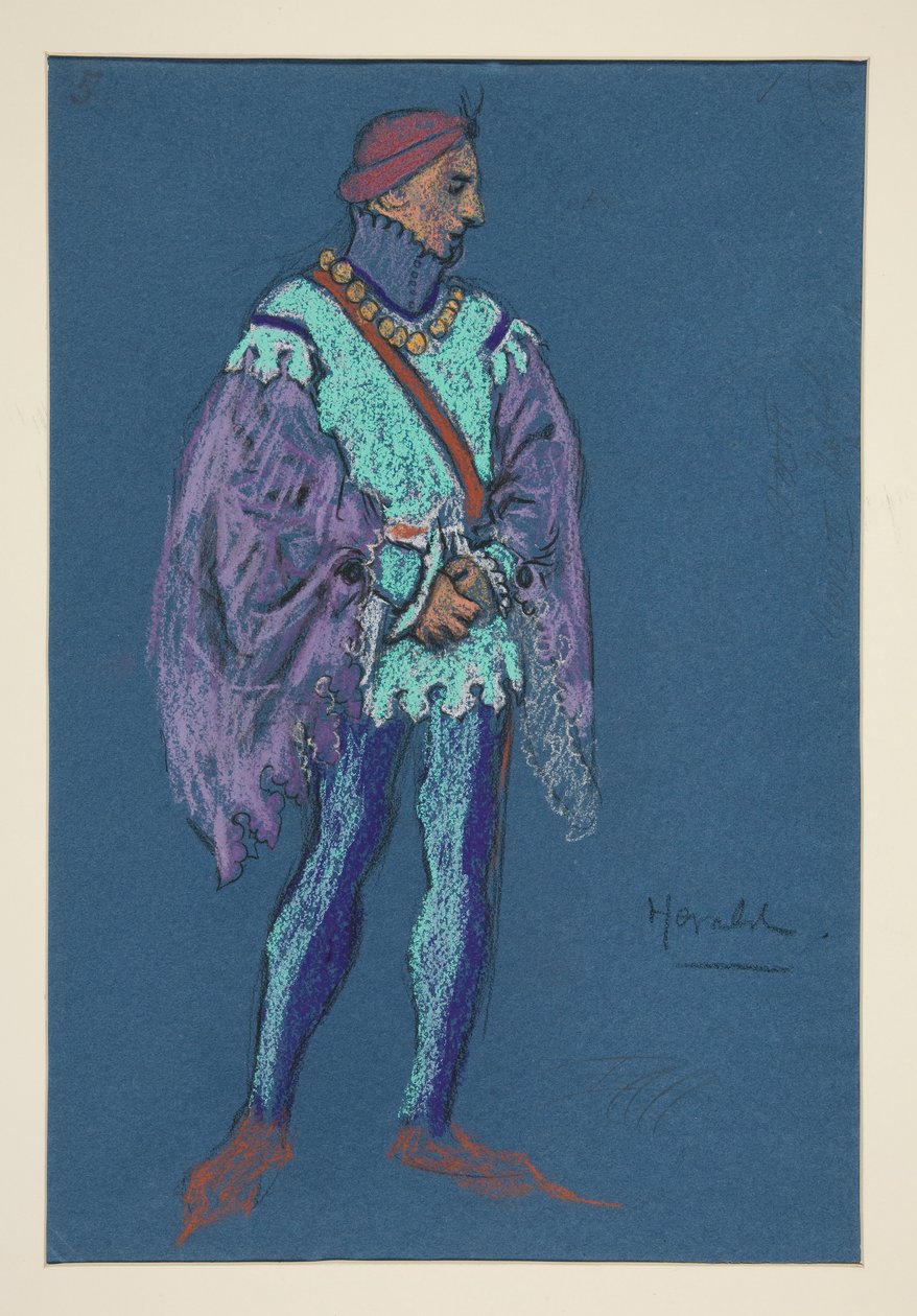 En Herald, kostymskiss för Henry Irving av Edwin Austin Abbey