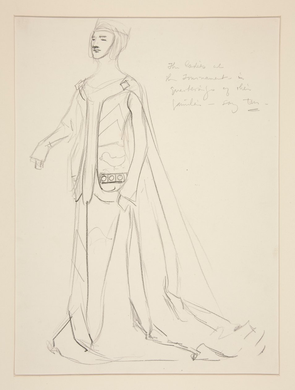 En dam, kostymskiss för Henry Irving av Edwin Austin Abbey