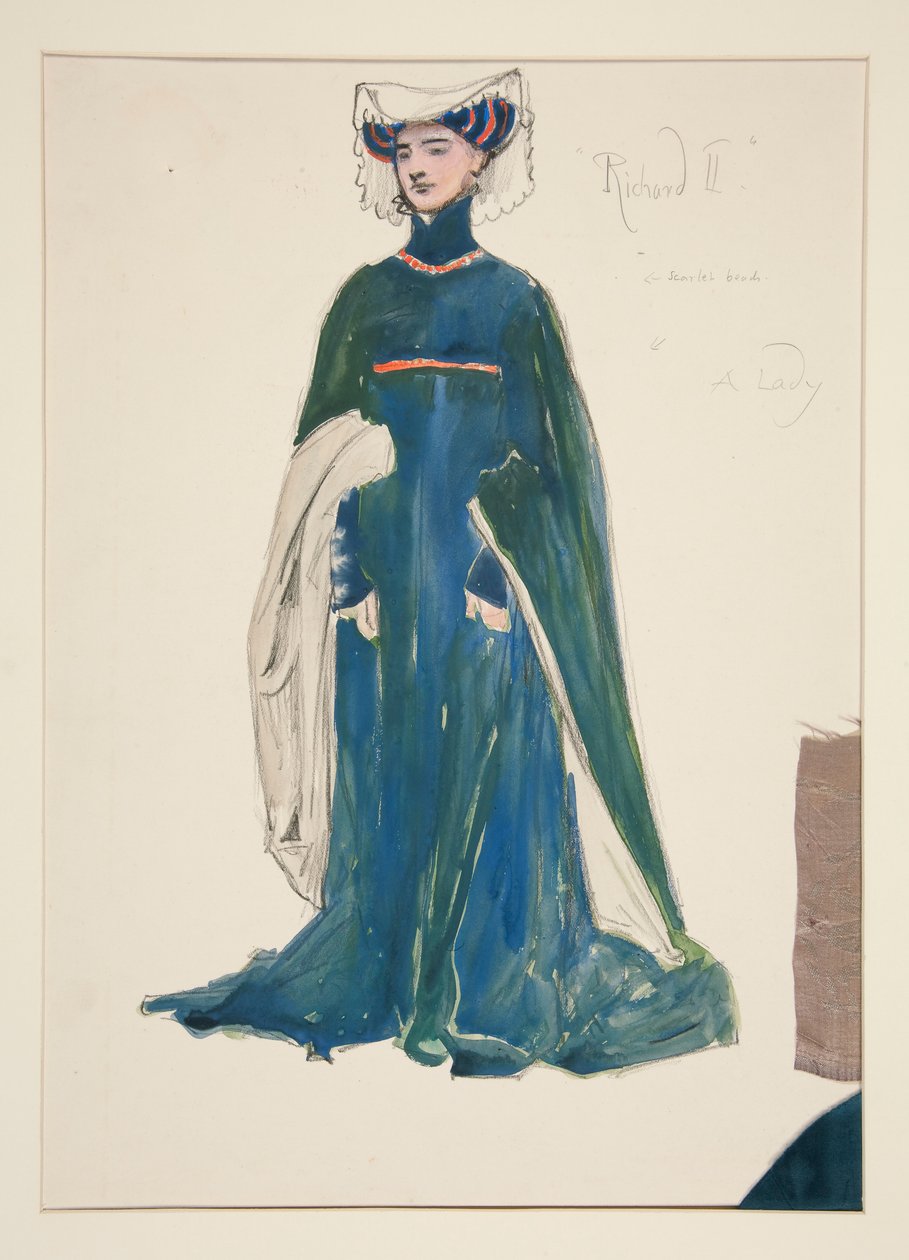 En dam, kostymskiss för Henry Irving av Edwin Austin Abbey