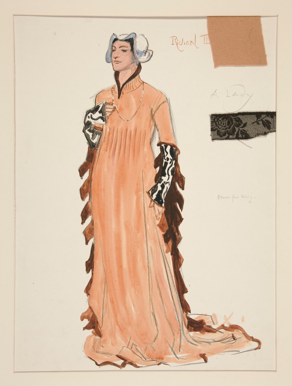 En dam, kostymskiss för Henry Irving av Edwin Austin Abbey