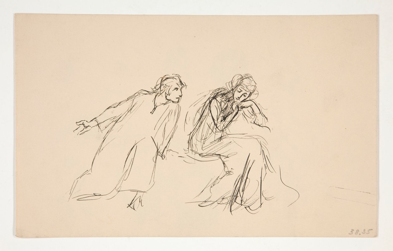 Angelo och Isabella (studie för .1104) - Akt II, Scen IV, Mått för Mått av Edwin Austin Abbey