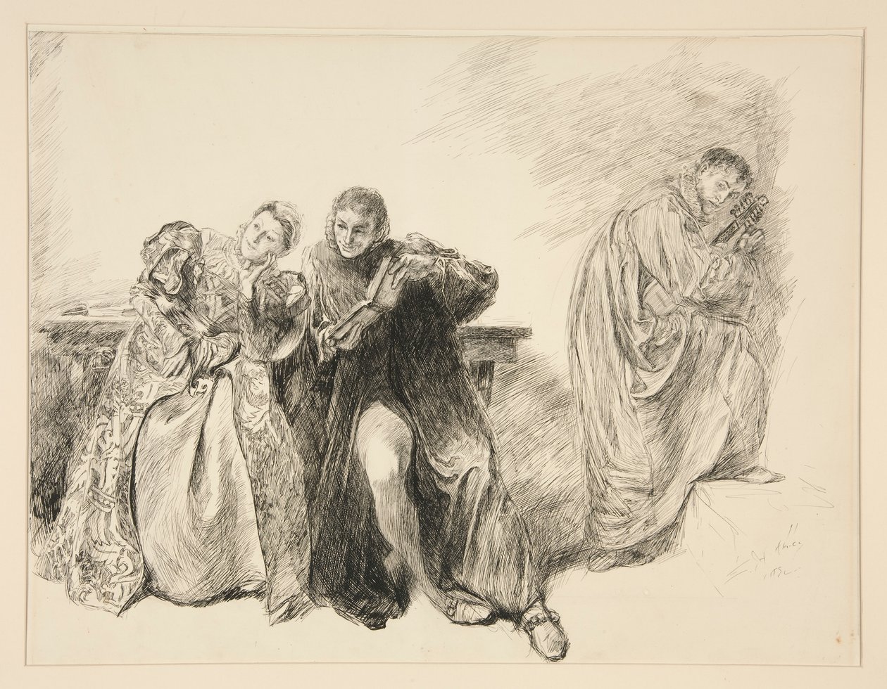 Bianca och Lucentio, från akt III, scen i, Taming of the Shrew av Edwin Austin Abbey