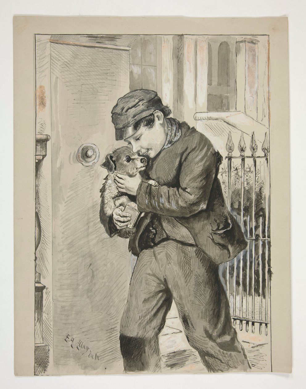 Pojke med valp av Edwin Austin Abbey
