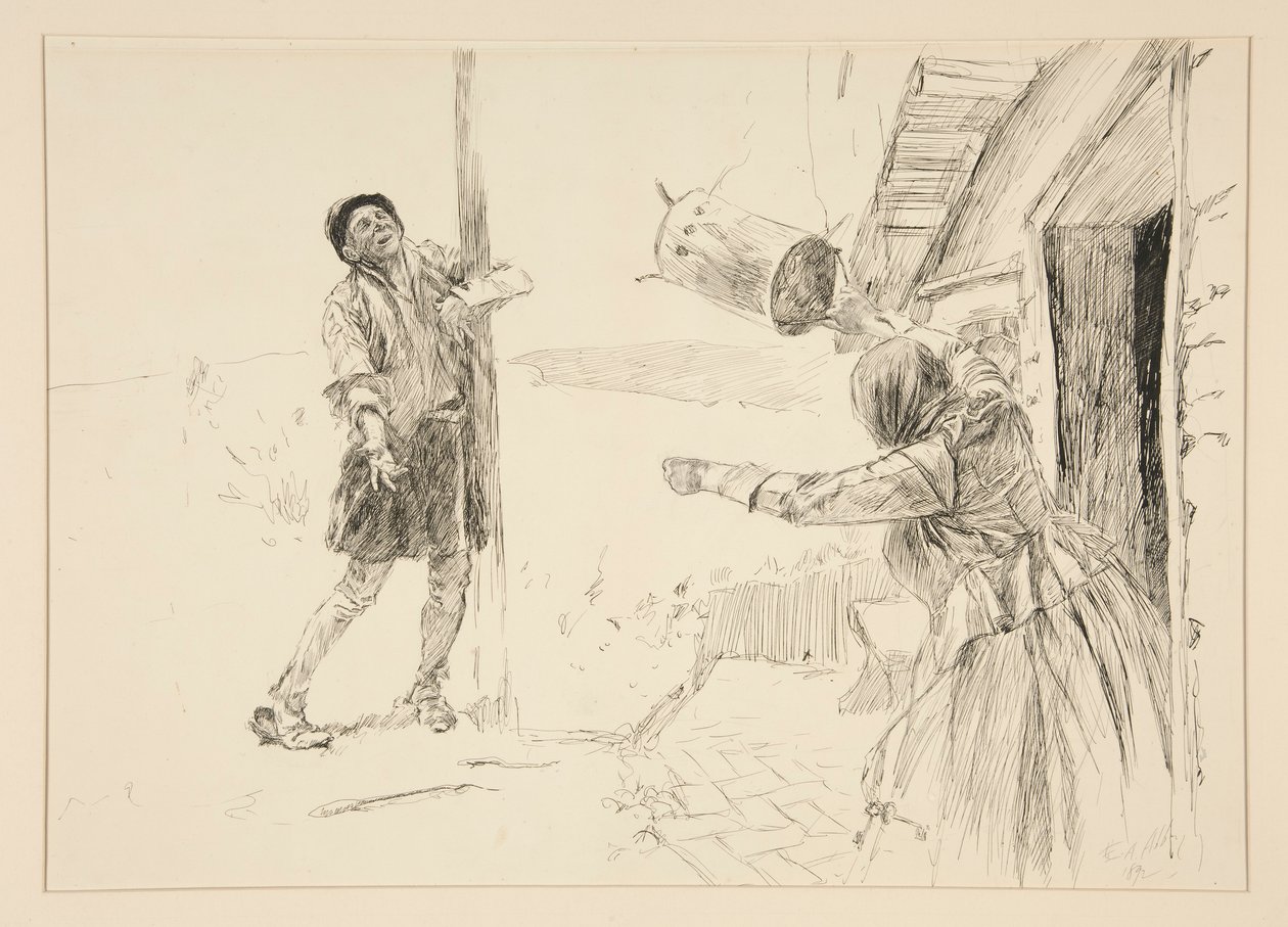 Christopher Sly, illustration för Introduktion, Scene ii, Taming of the Shrew av Edwin Austin Abbey