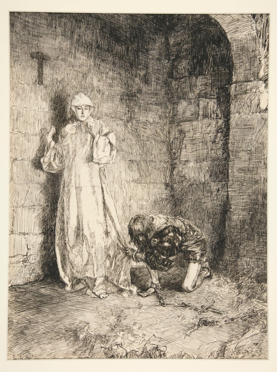 Claudio och Isabella - Akt III, Scen I, Mått för Mått av Edwin Austin Abbey