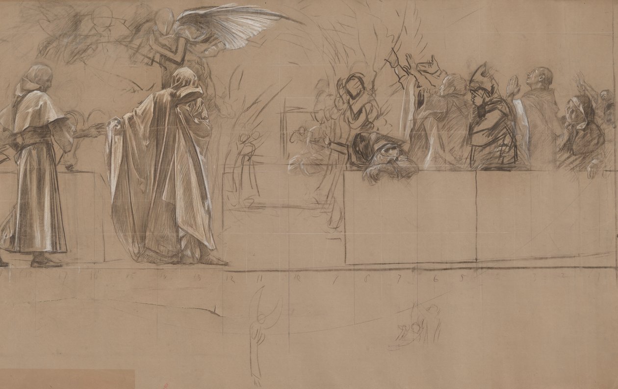 Kompositionsstudie för av Edwin Austin Abbey