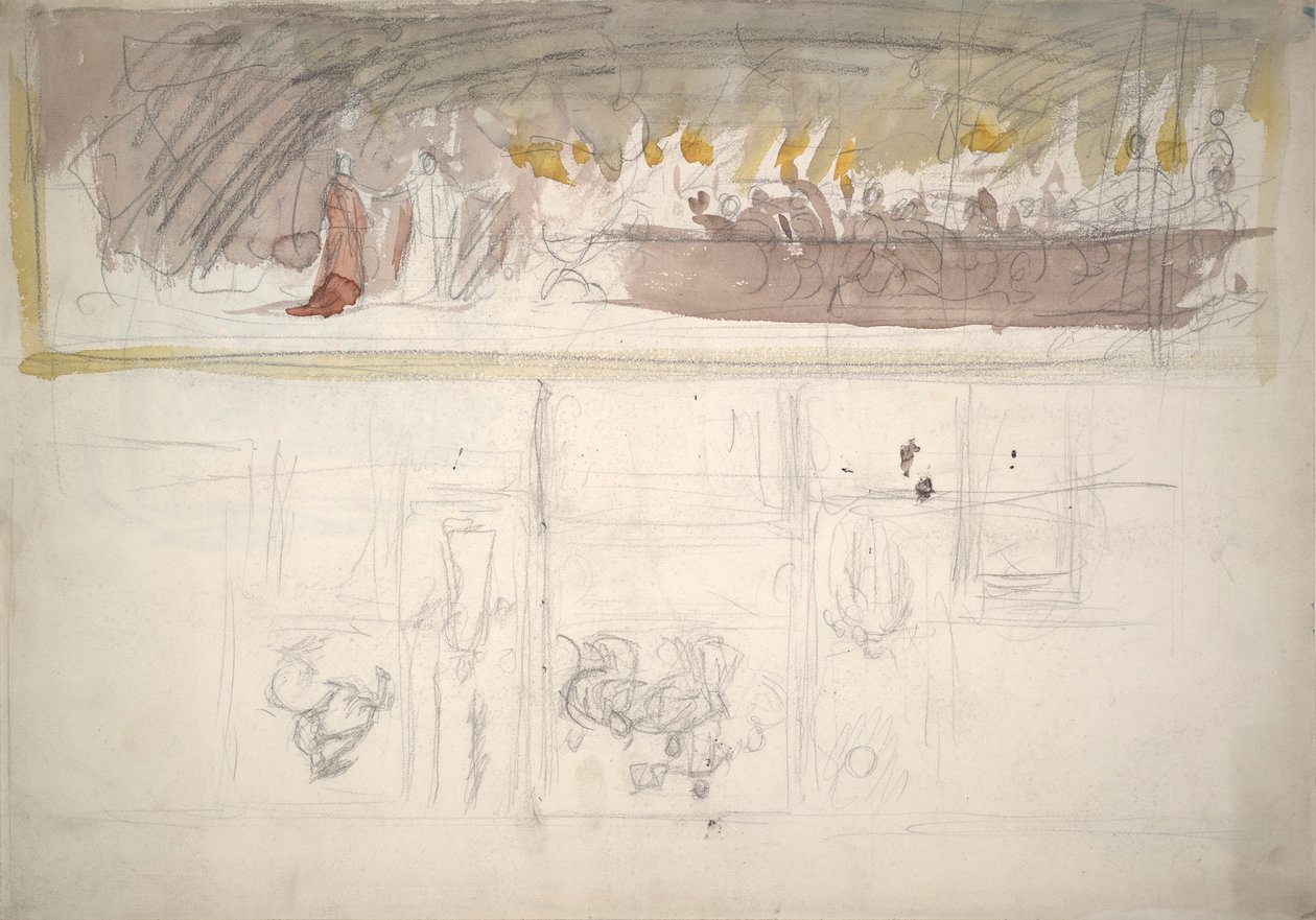 Kompositionsstudie för av Edwin Austin Abbey