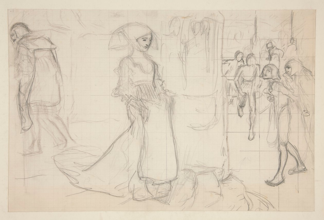 Kompositionsstudie för målningen Faust och Margaret av Edwin Austin Abbey