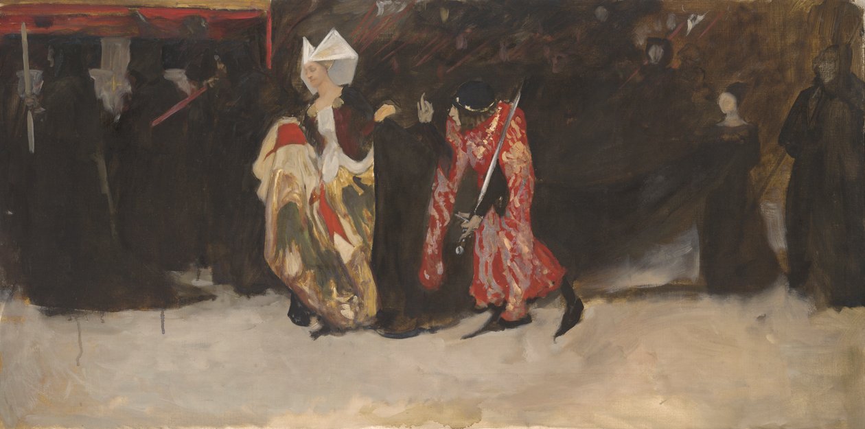 Kompositionsstudie, för Richard, hertig av Gloucester och Lady Anne av Edwin Austin Abbey