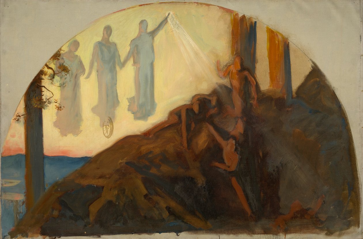Kompositionsstudie, för vetenskap som avslöjar jordens skatter, Rotunda, Pennsylvania State Capitol, Harrisburg av Edwin Austin Abbey