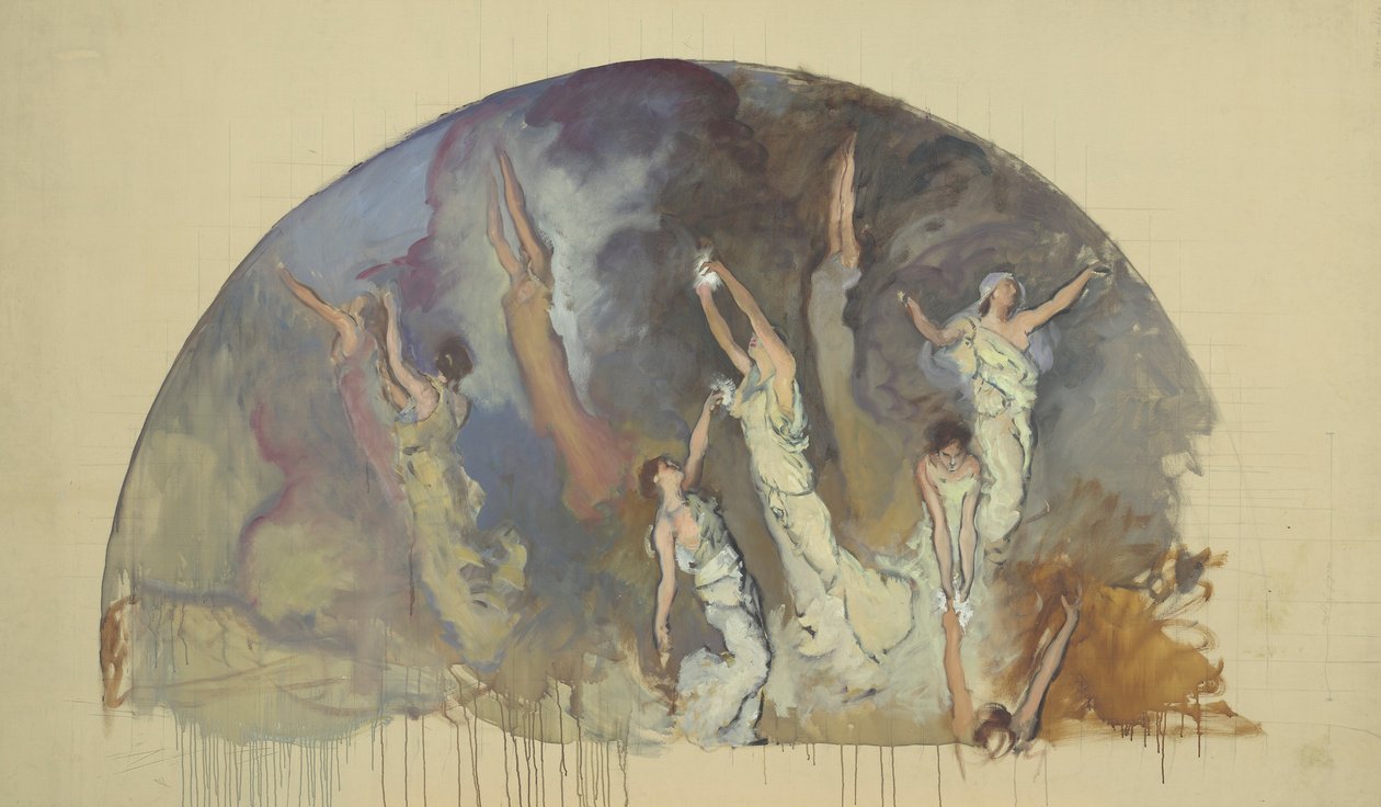 Kompositionsstudie, för The Spirit of Light, Rotunda, Pennsylvania State Capitol, Harrisburg av Edwin Austin Abbey