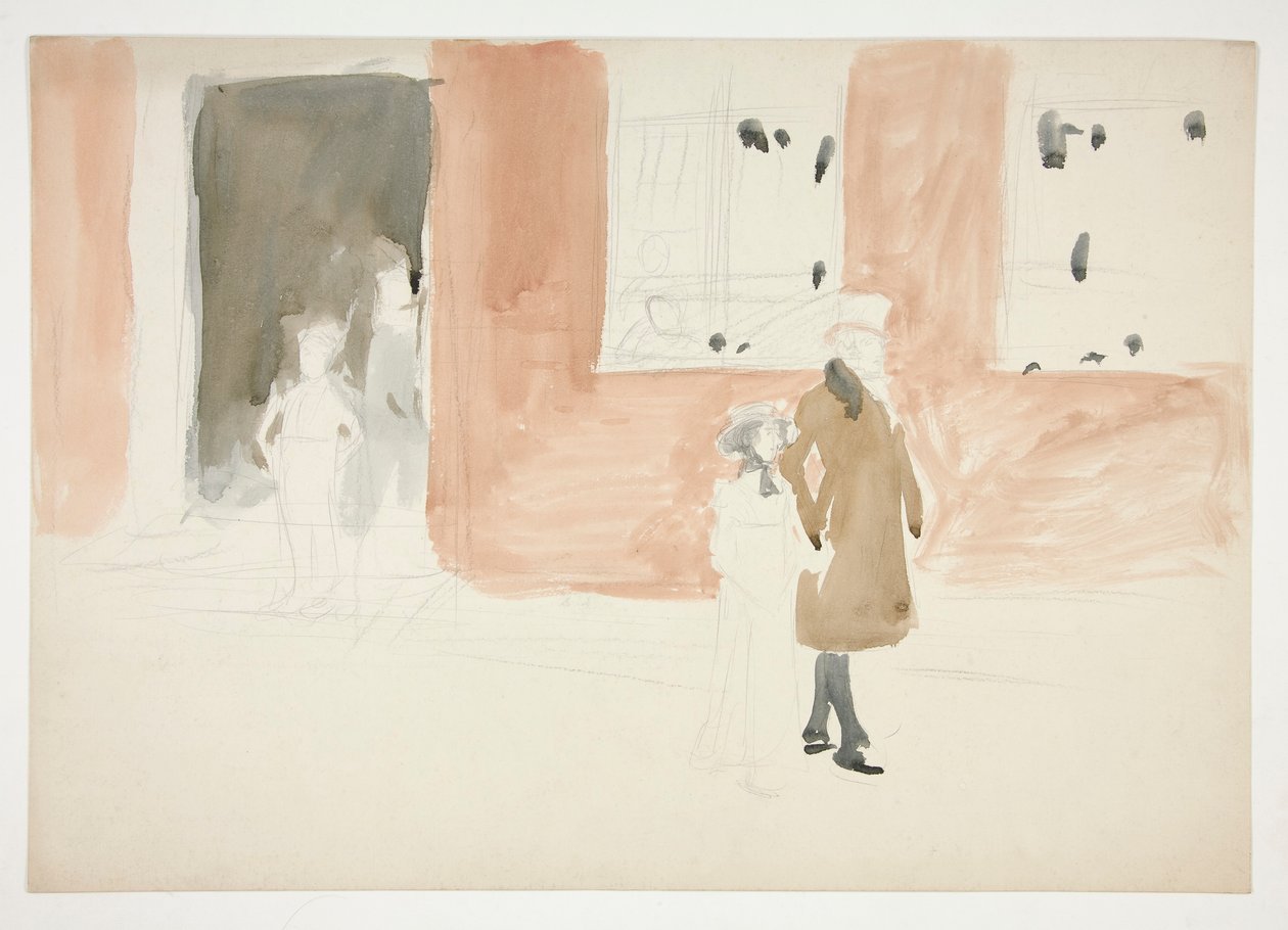 Par som tar en promenad - (oidentifierad illustration) av Edwin Austin Abbey