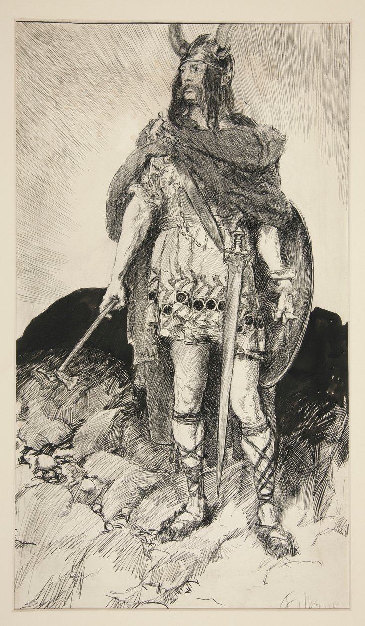 Edgar Armed - Akt V, Scen III, King Lear av Edwin Austin Abbey