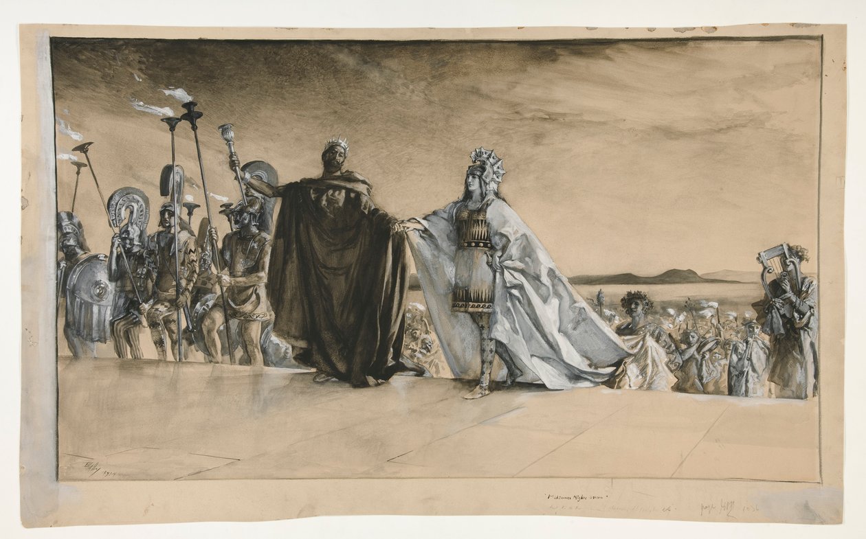 Enter Theseus, illustration till akt I, scen i, midsommarnatt av Edwin Austin Abbey