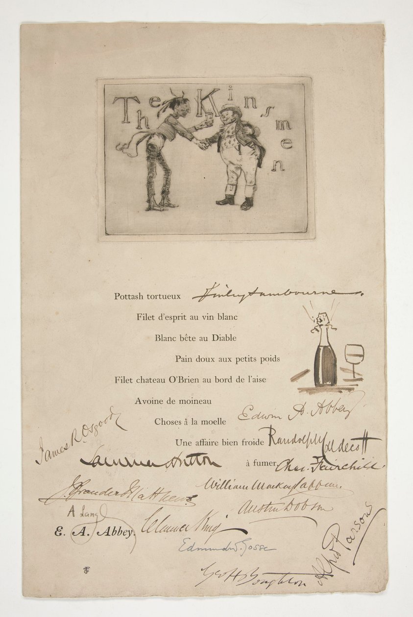 Etsning av E.A. Abbey: The Kinsmen - (illustration till en fransk vers) av Edwin Austin Abbey