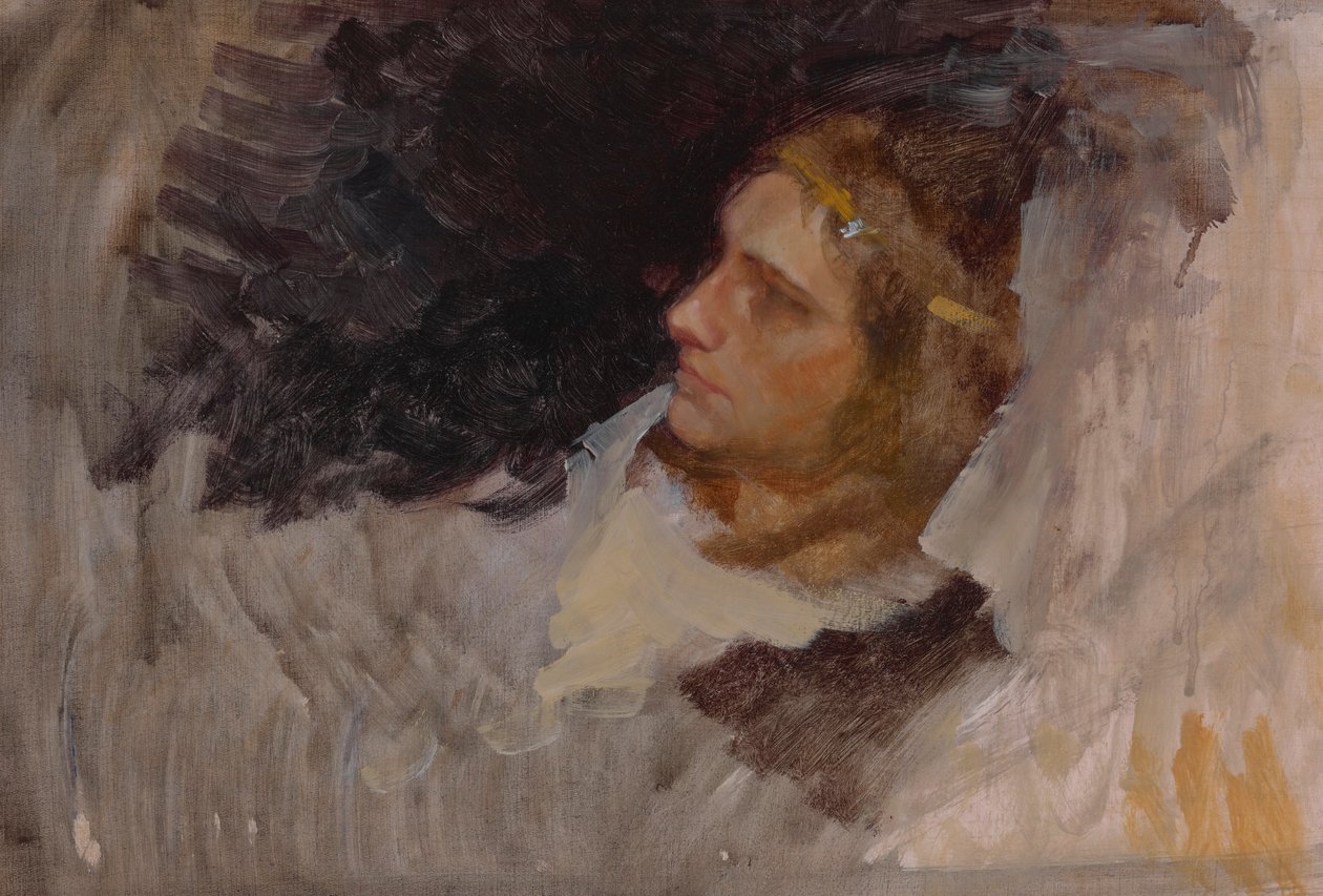 Figurstudie av Hamlet, för The Play Scene, Hamlet, Act III, Scene II av Edwin Austin Abbey