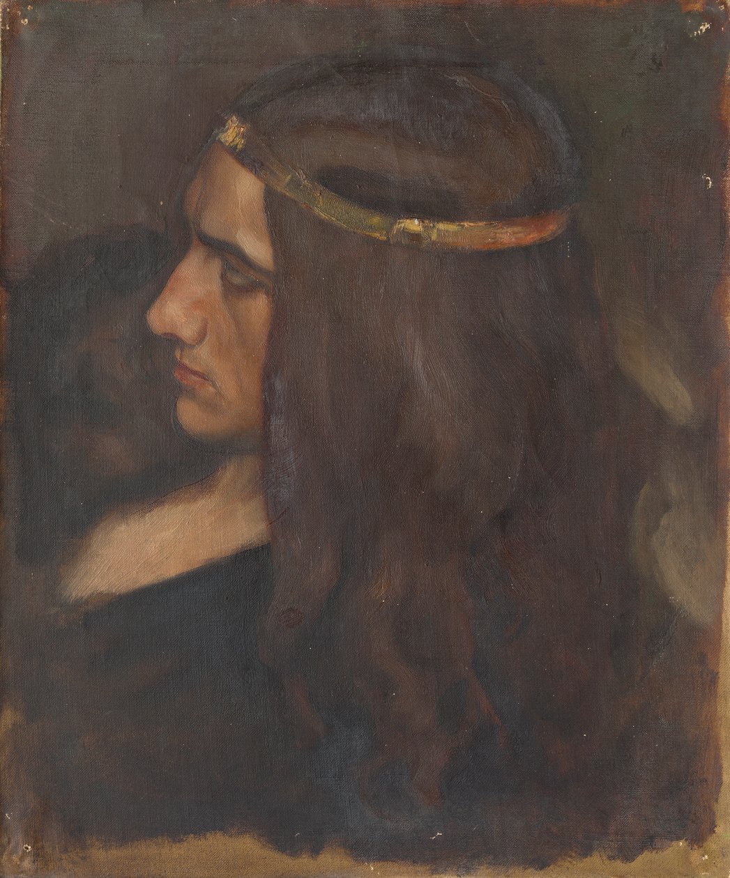 Figurstudie av Hamlet, för The Play Scene in Hamlet, Act III, Scene II av Edwin Austin Abbey
