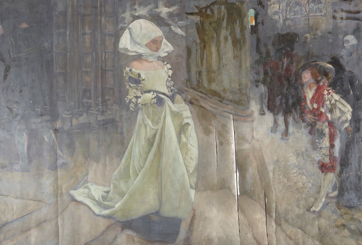 Figurstudie, möjligen för Margaret och Faust av Edwin Austin Abbey