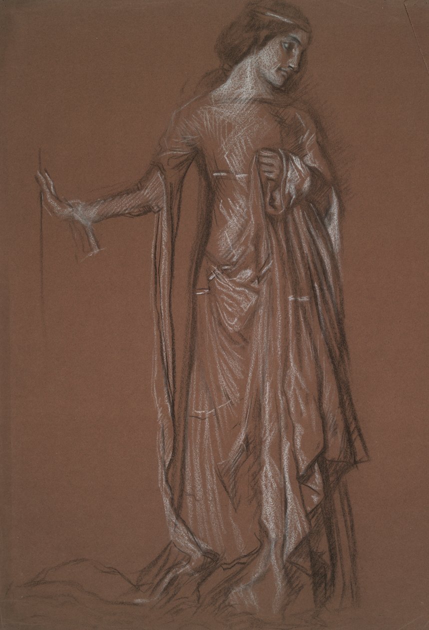 Figurstudie. Kol och krita på rött papper. av Edwin Austin Abbey