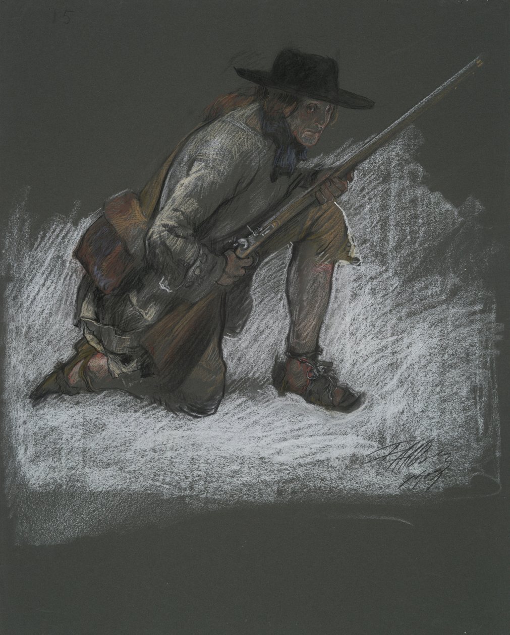 Figurstudie för av Edwin Austin Abbey