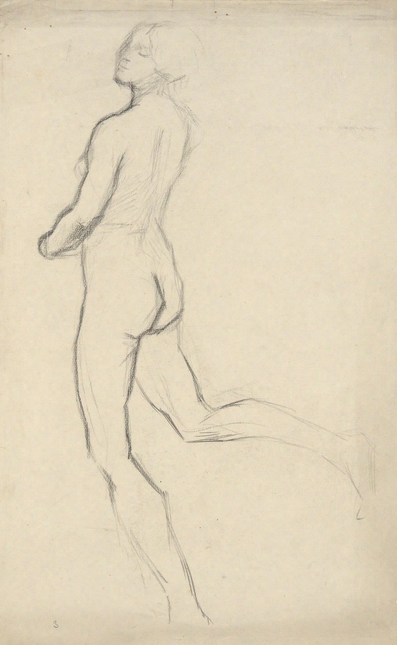 Figurstudie för The Hours (15.00) - väggmålningsdekoration i State Capitol-byggnaden i Harrisburg, Pennsylvania, 1902-1911 (slutförd av John Singer Sargent) av Edwin Austin Abbey
