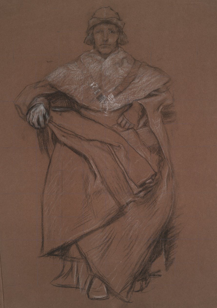 Figurstudie för The Royal Exchange av Edwin Austin Abbey