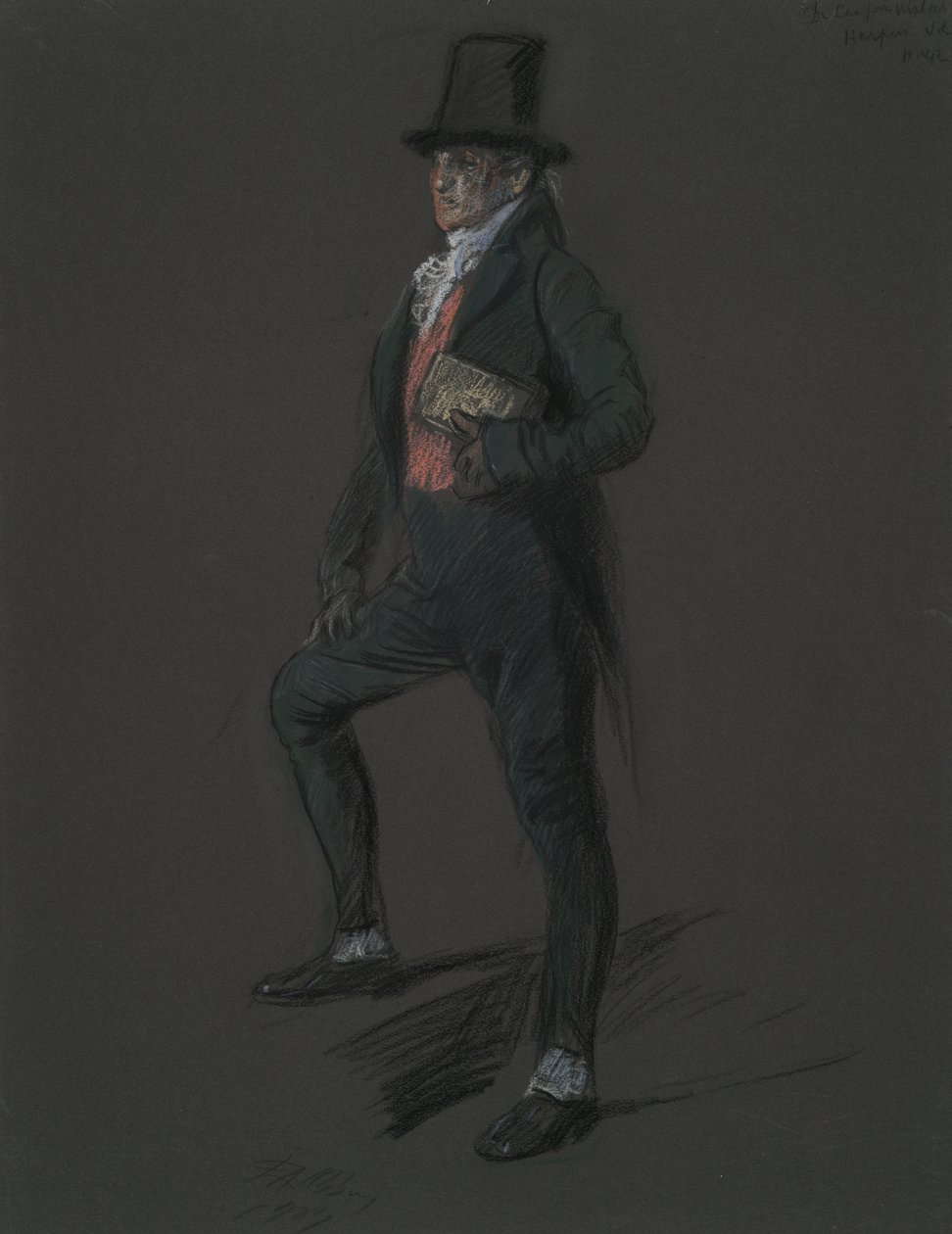 Figurstudie för figur av Dr Casper Wistal i av Edwin Austin Abbey