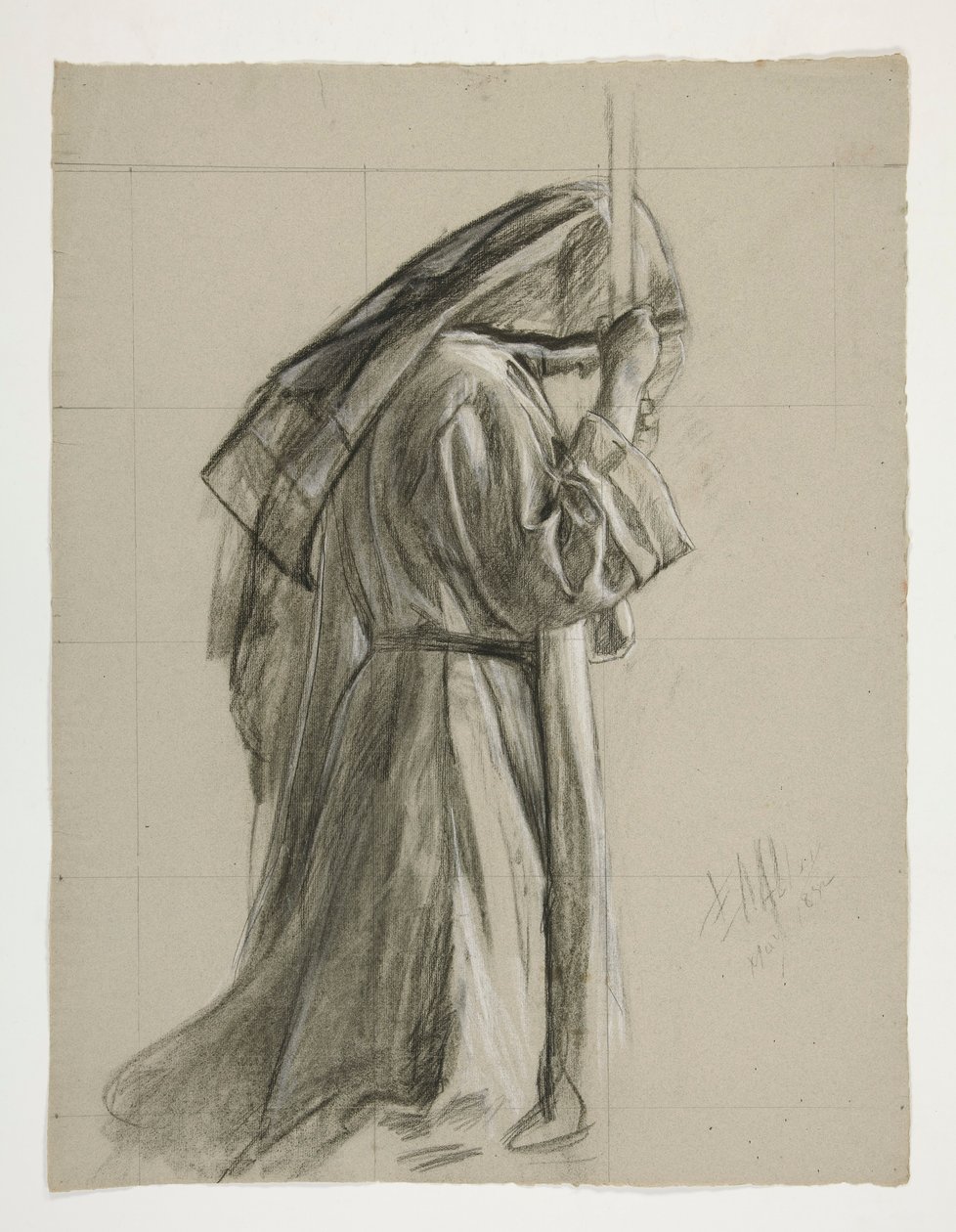 Figurstudie för riddaren av Sir Galahad, från The Quest of the Holy Grail (en serie med femton målningar för Boston Public Library, färdigställd 1901) av Edwin Austin Abbey