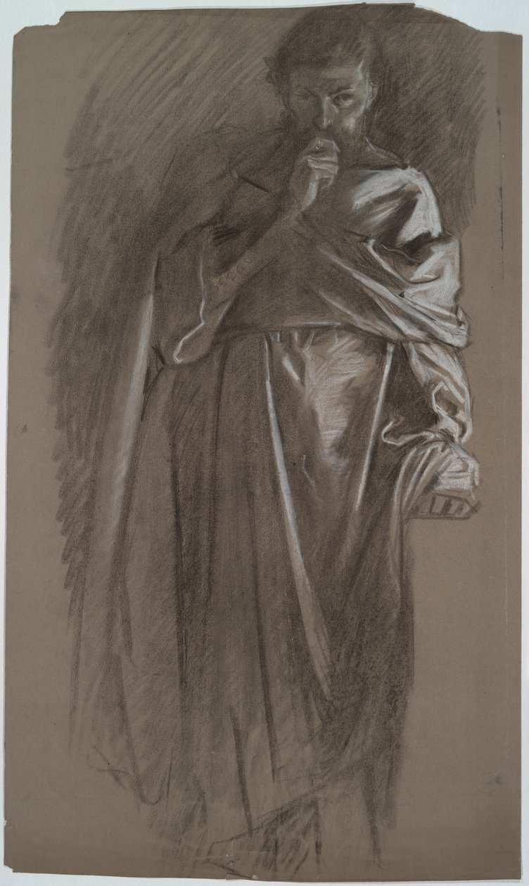 Figurstudie, man som håller klänning av Edwin Austin Abbey